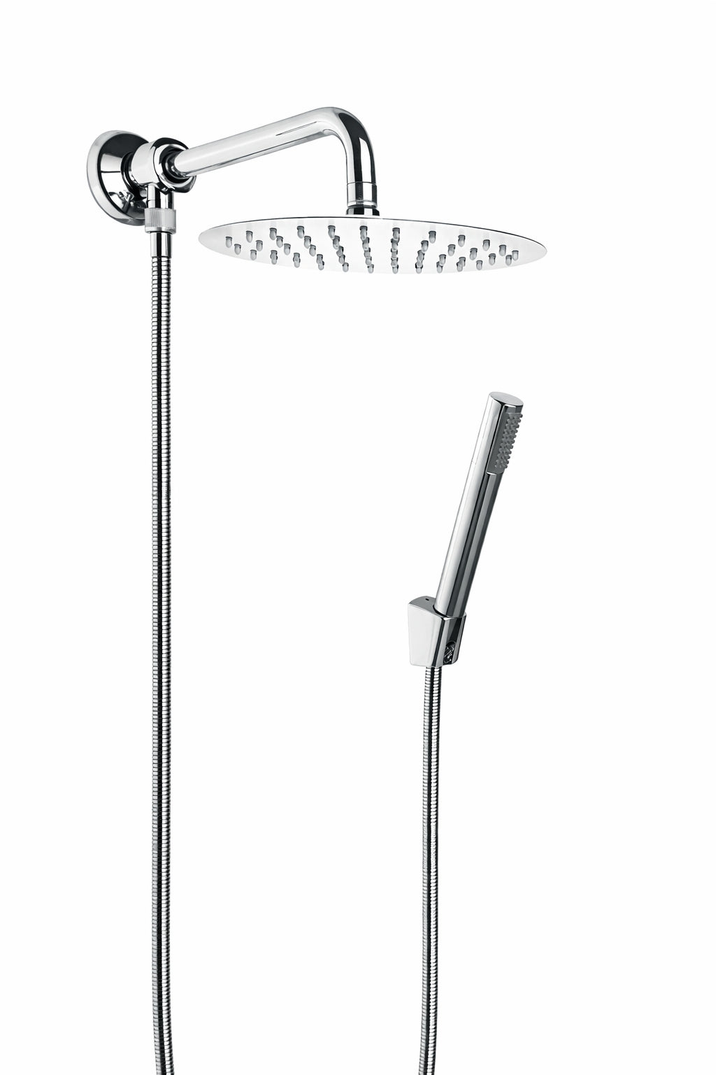 Duschset mit Druckumsteller, runder Handbrause, Duschkopf 20 cm und Brausearm 30 cm