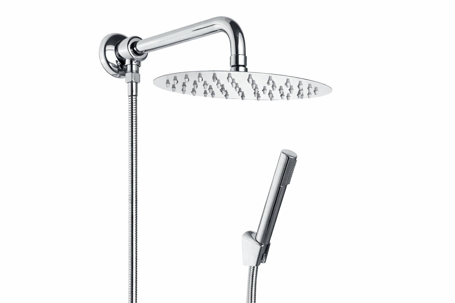 Duschset mit Druckumsteller, runder Handbrause, Duschkopf 20 cm und Brausearm 30 cm