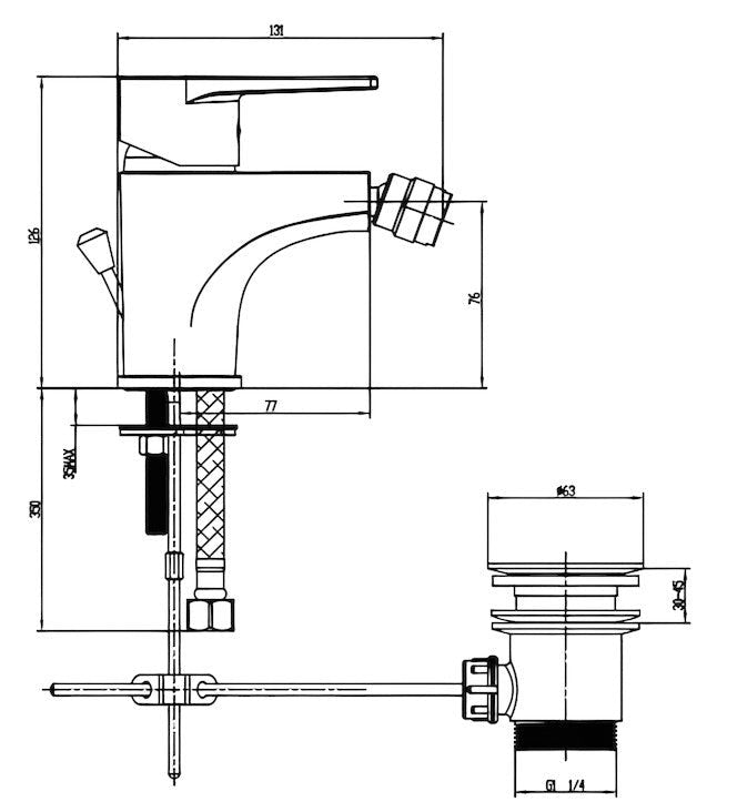 Miscelatore bidet completo moderno