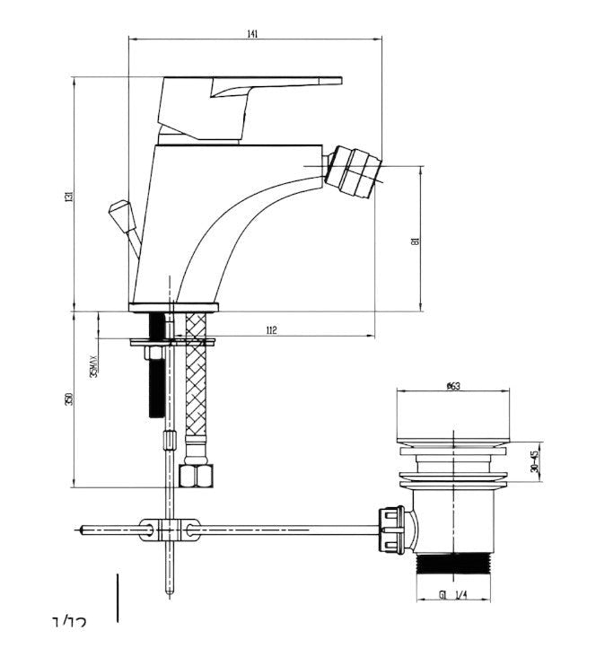 Miscelatore bidet completo moderno