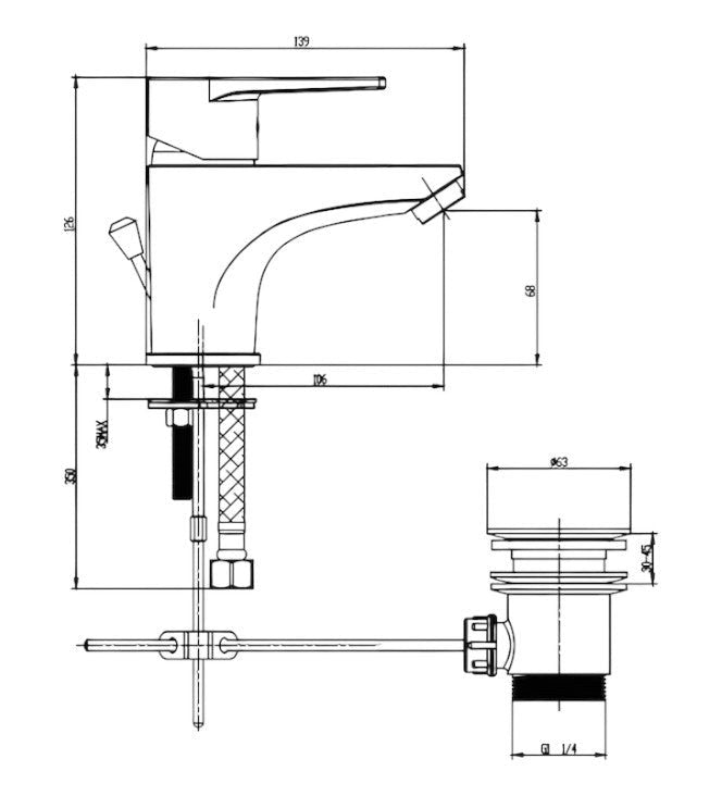 Mélangeur de lavabo complet moderne