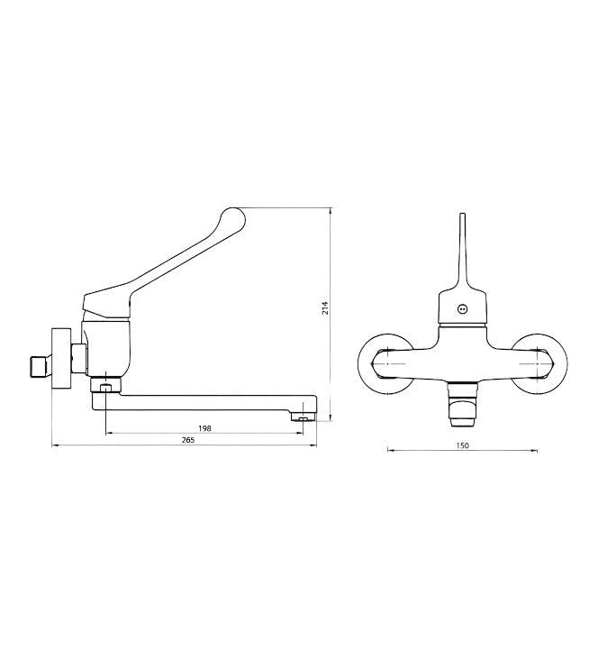 Miscelatore lavello parete leva clinica completo