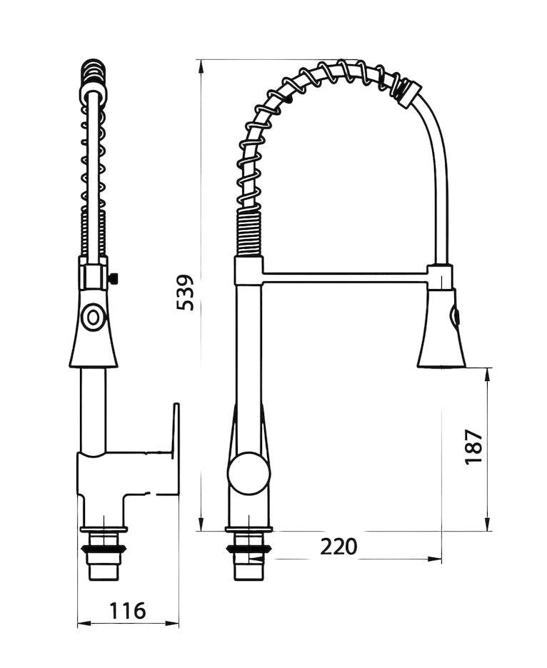 Mitigeur complet de douche et d'évier extractible