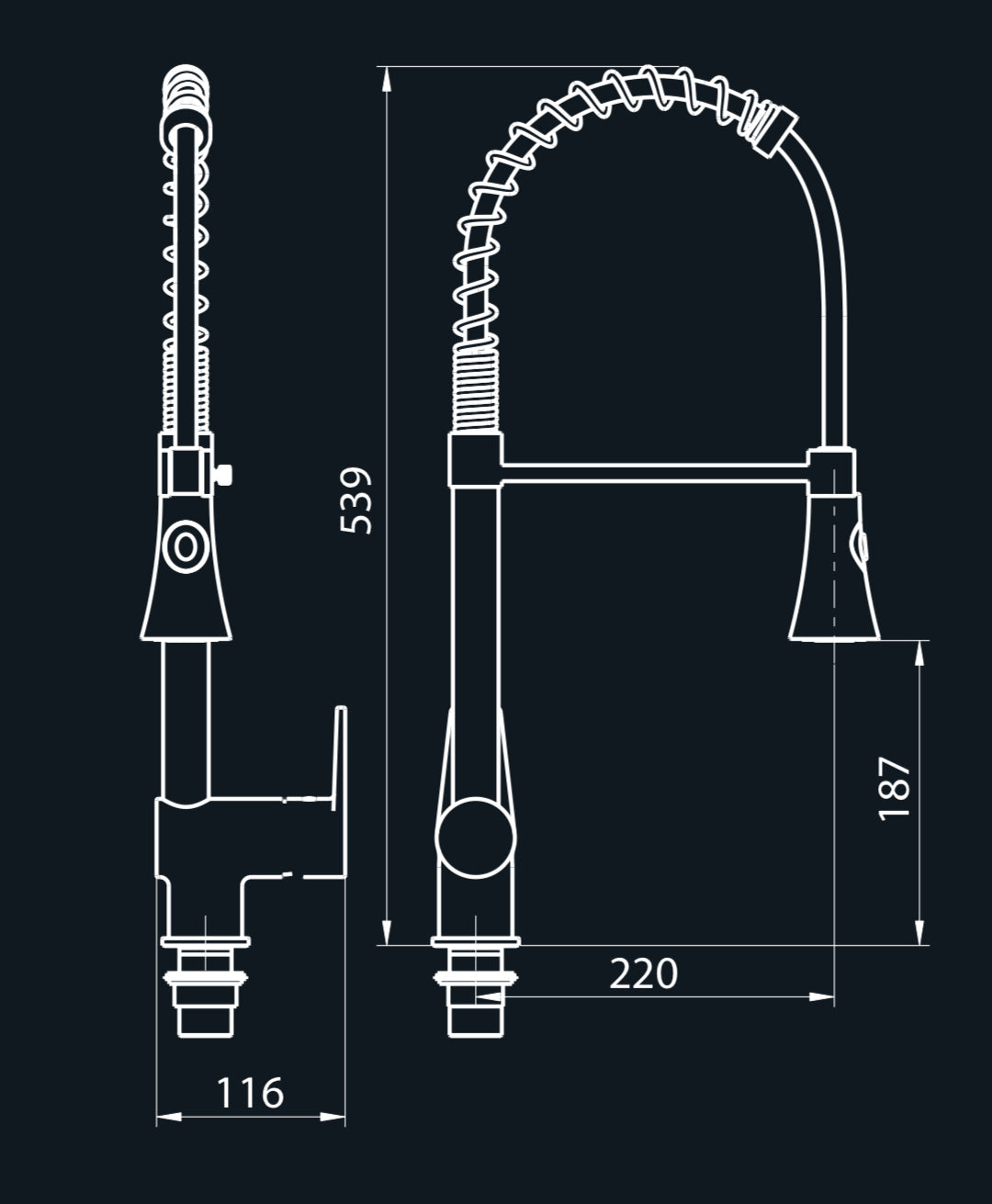 Mitigeur de cuisine avec douche extractible double jet, en laiton chromé