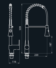 Mitigeur de cuisine avec douche extractible double jet, en laiton chromé
