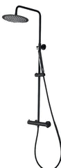 Colonna Doccia Nero Opaco con Miscelatore Meccanico e Deviatore Integrato, Soffione Acciaio Ø25 cm e Doccetta Stick