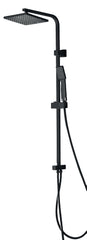 Colonna Doccia Quadrata Nero Opaco con Supporto Regolabile, Doccetta Square e Soffione 20x20 cm