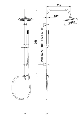 Colonna Doccia Round Cromata con Supporto Regolabile e Soffione Ø20 cm