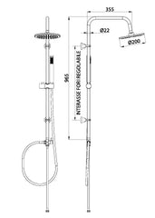 Colonna Doccia Round Cromata con Supporto Regolabile e Soffione Ø20 cm