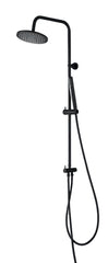 Colonna Doccia Round Nero Opaco con Centrale Scorrevole Minimal e Deviatore Verticale – Soffione Ø20 cm