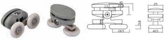 Coppia Cuscinetti Doppia Ruota Attacco Superiore Box Doccia – Nylon Grigio Ø23 mm – Foro 9 mm – Interasse 26,5 mm