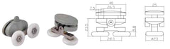 Coppia Cuscinetti Doppia Ruota Attacco Superiore Box Doccia – Nylon Grigio Ø23 mm – Foro 9 mm – Interasse 26,5 mm