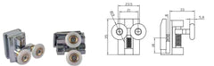 Coppia Cuscinetti Doppia Ruota Attacco Superiore Metallo Cromato Box Doccia – Ø20 mm – Foro 9 mm