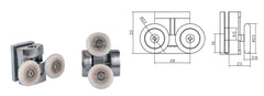 Coppia Cuscinetti Doppia Ruota Attacco Superiore Metallo Cromato Box Doccia – Ø23 mm – Foro 11 mm