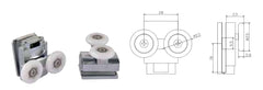 Coppia Cuscinetti Doppia Ruota Attacco Superiore Metallo Cromato Box Doccia – Ø23 mm – Foro 11 mm