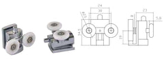Coppia Cuscinetti Doppia Ruota Attacco Superiore Metallo Cromato Box Doccia – Ø23 mm – Vetro 8 mm – Foro 9 mm