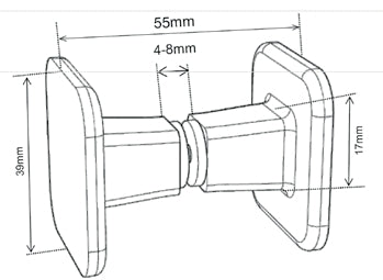 Coppia Pomelli Box Doccia Cromati Square Minimal 39x55 mm