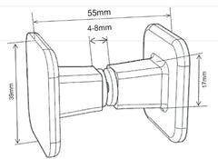 Coppia Pomelli Box Doccia Cromati Square Minimal 39x55 mm