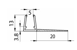 Guarnizione Gocciolatoio Verticale 220 cm con Aletta 20 mm per Vetro 6-8 mm