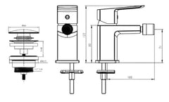 Miscelatore Bidet Cromato con Piletta Click Clack in Ottone 1”1/4 – Cartuccia Ø35 mm