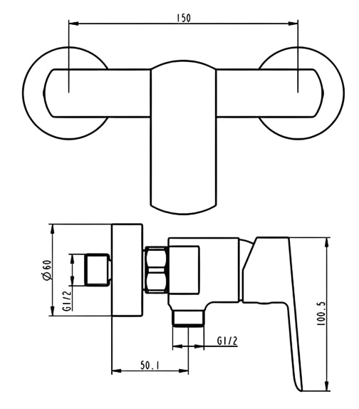 Miscelatore Doccia Esterno Design Minimal Cromato – Cartuccia Ø35 mm