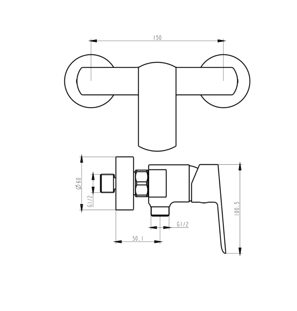 Miscelatore Doccia Esterno Design Minimal Nero Opaco – Cartuccia Ø35 mm