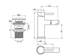 Miscelatore Lavabo Acciaio Inox 304 con Piletta Click Clack in Ottone 1”1/4 – Cartuccia Ø35 mm