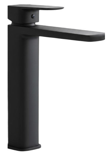 Miscelatore Lavabo Alto Design Minimal Nero Opaco con Piletta Click Clack in Ottone 1”1/4 – Cartuccia Ø35 mm