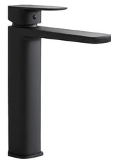 Miscelatore Lavabo Alto Design Minimal Nero Opaco con Piletta Click Clack in Ottone 1”1/4 – Cartuccia Ø35 mm
