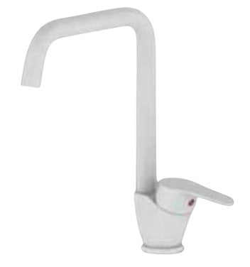 Miscelatore Lavello Cucina Canna Squadrata – Cartuccia Ø40 – Finitura Bianca Opaca