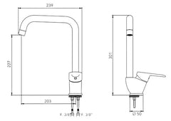 Miscelatore Lavello Cucina Canna Squadrata – Cartuccia Ø40 – Finitura Bianca Opaca