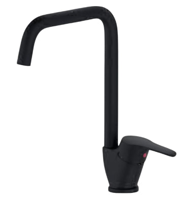 Miscelatore Lavello Cucina Canna Squadrata – Cartuccia Ø40 – Finitura Nera Opaca