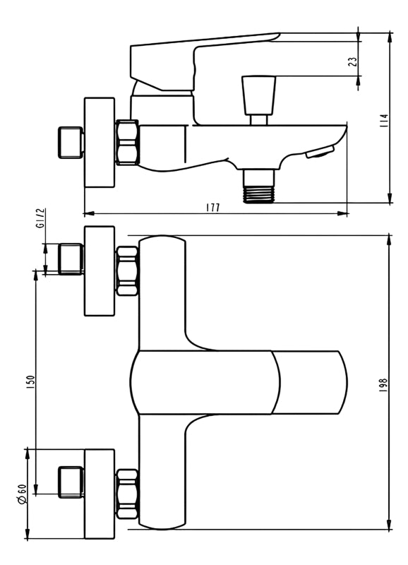 Miscelatore Vasca Esterno Cromato Design Minimal con Doccetta – Cartuccia Ø35 mm