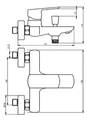 Miscelatore Vasca Esterno Cromato Design Minimal con Doccetta – Cartuccia Ø35 mm