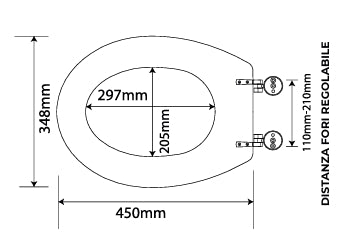 Sedile WC in MDF Bianco con Cerniere Regolabili in Metallo – Interasse 110–210 mm