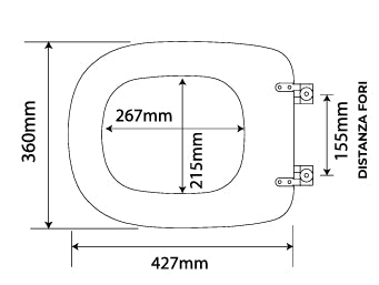 Sedile WC in MDF Bianco con Cerniere Regolabili in Metallo – Interasse 155 mm