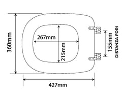 Sedile WC in MDF Bianco con Cerniere Regolabili in Metallo – Interasse 155 mm