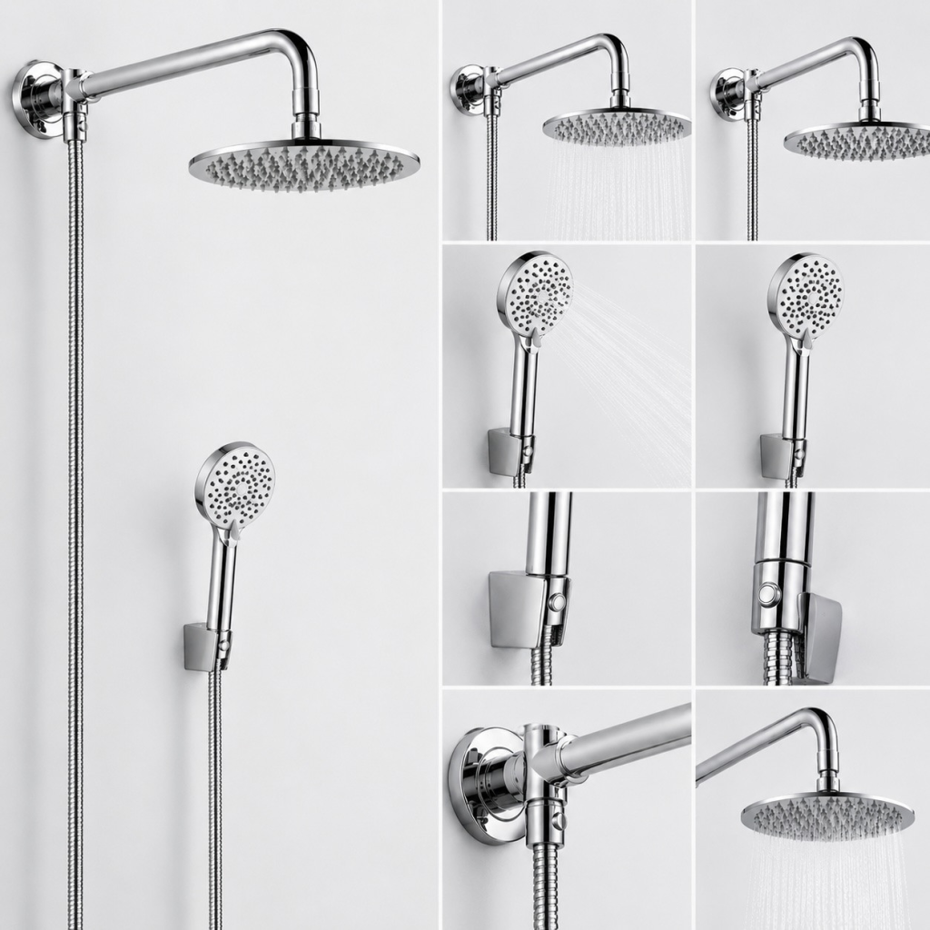 KIT DOCCIA CON SOFFIONE TONDO Ø20 CM E BRACCIO TONDO 25 CM