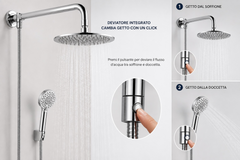 KIT DOCCIA CON SOFFIONE TONDO Ø20 CM E BRACCIO TONDO 40 CM