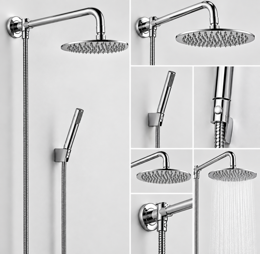 KIT DOCCIA CON SOFFIONE TONDO Ø20 CM E BRACCIO TONDO 20 CM