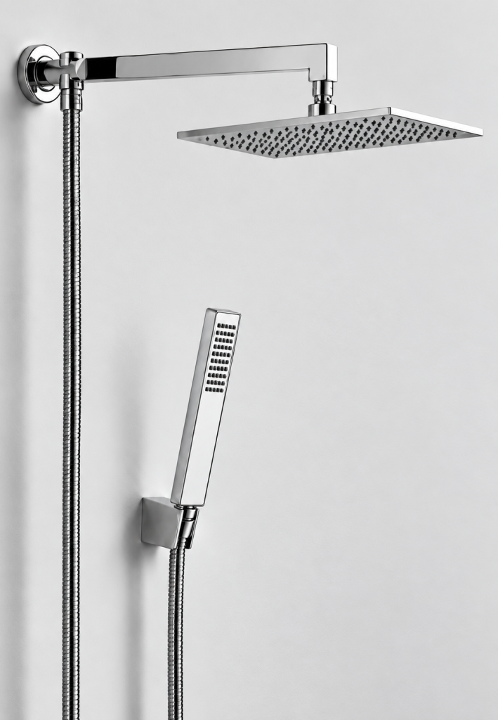 KIT DOCCIA CON SOFFIONE QUADRATO Ø20 CM E BRACCIO QUADRATO 40 CM