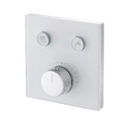 Mitigeur thermostatique encastré à bouton-poussoir -2 voies blanc/verre