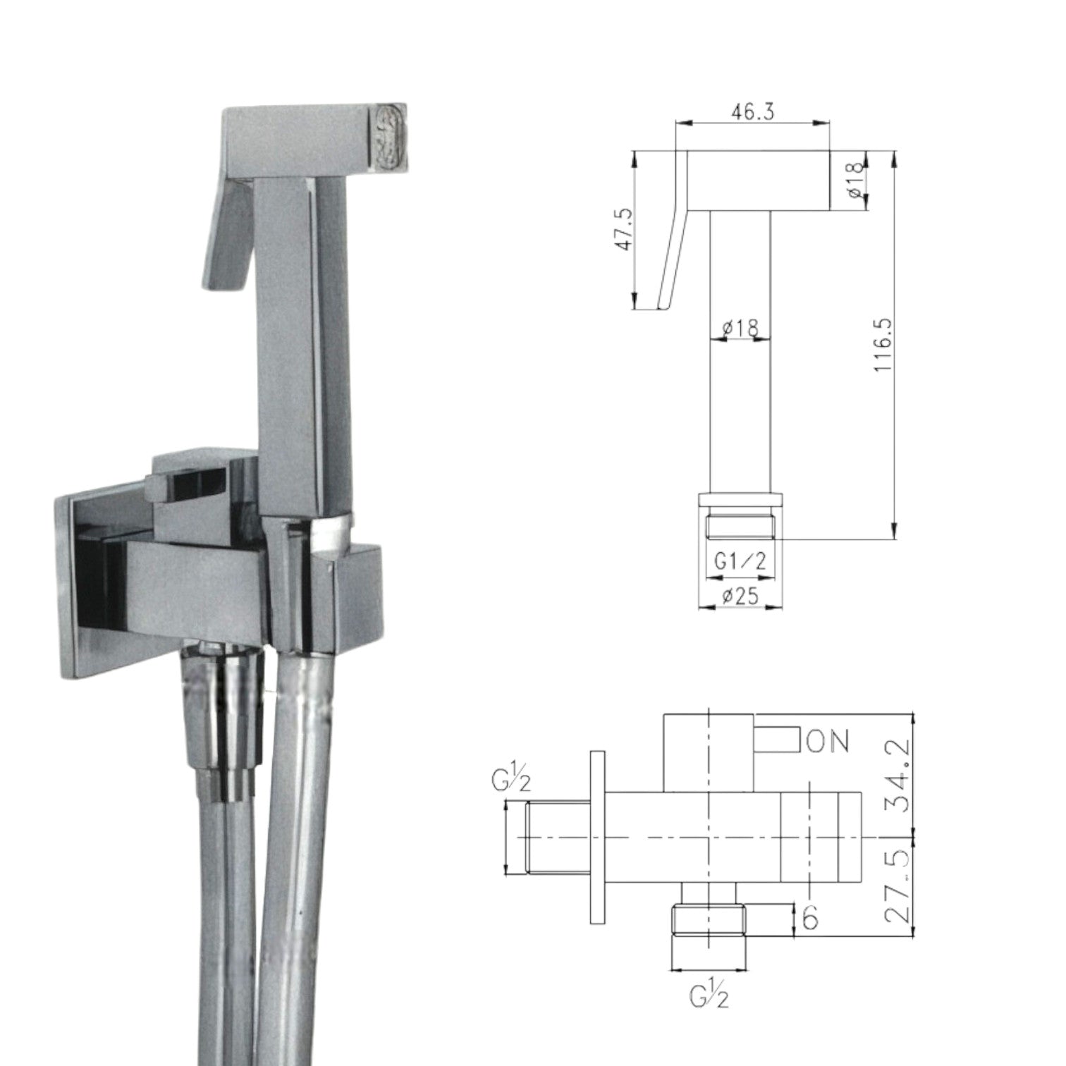 Douche de toilette avec robinetterie