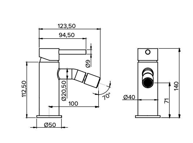 Miscelatore bidet moderno tondo