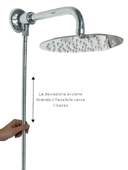 Kit set doccia con deviatore a pressione con doccetta multigetto e braccio 30 cm