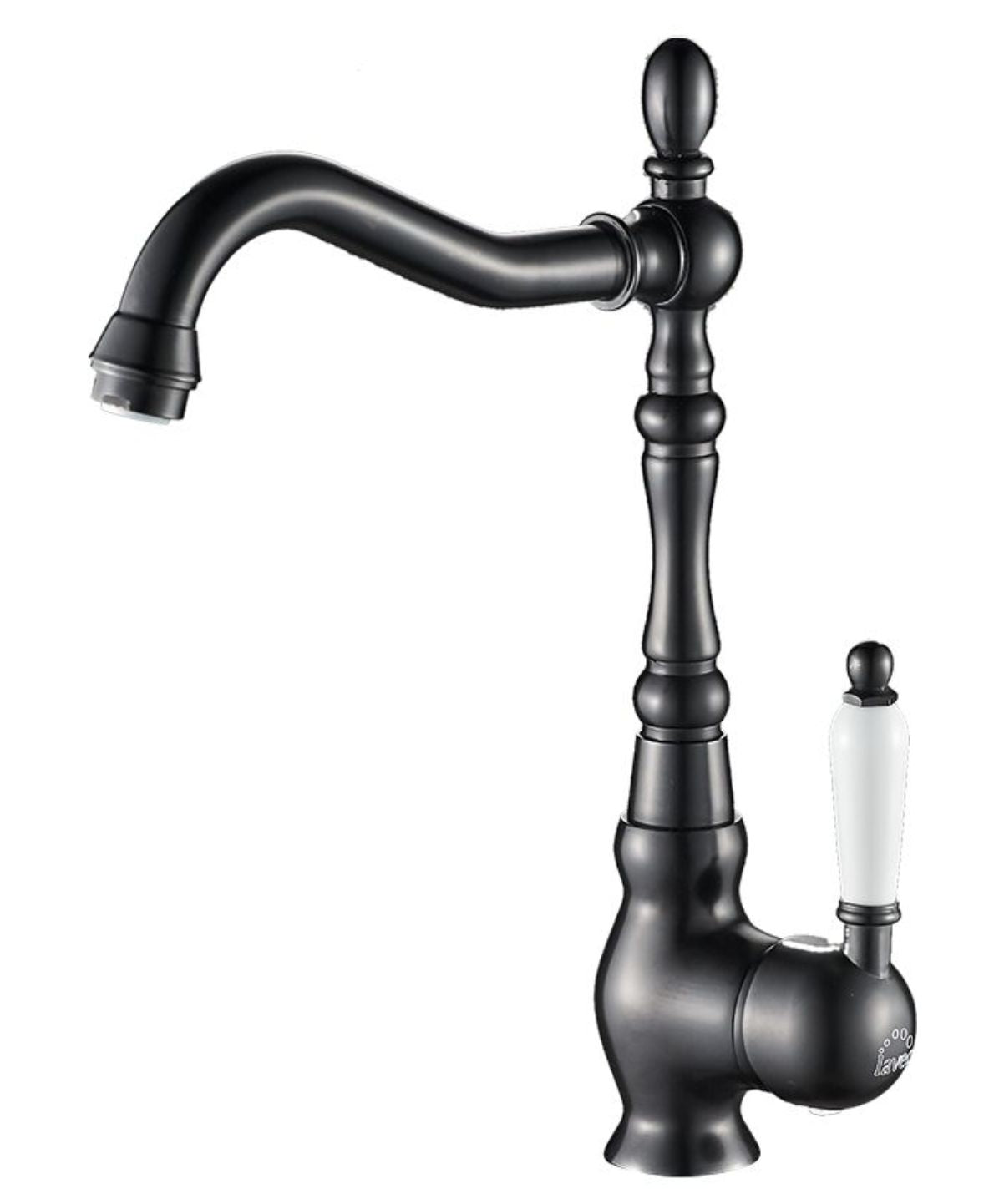 Rubinetto cucina monocomando nero con bocca a L girevole – aeratore e design elegante