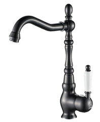Rubinetto cucina monocomando nero con bocca a L girevole – aeratore e design elegante