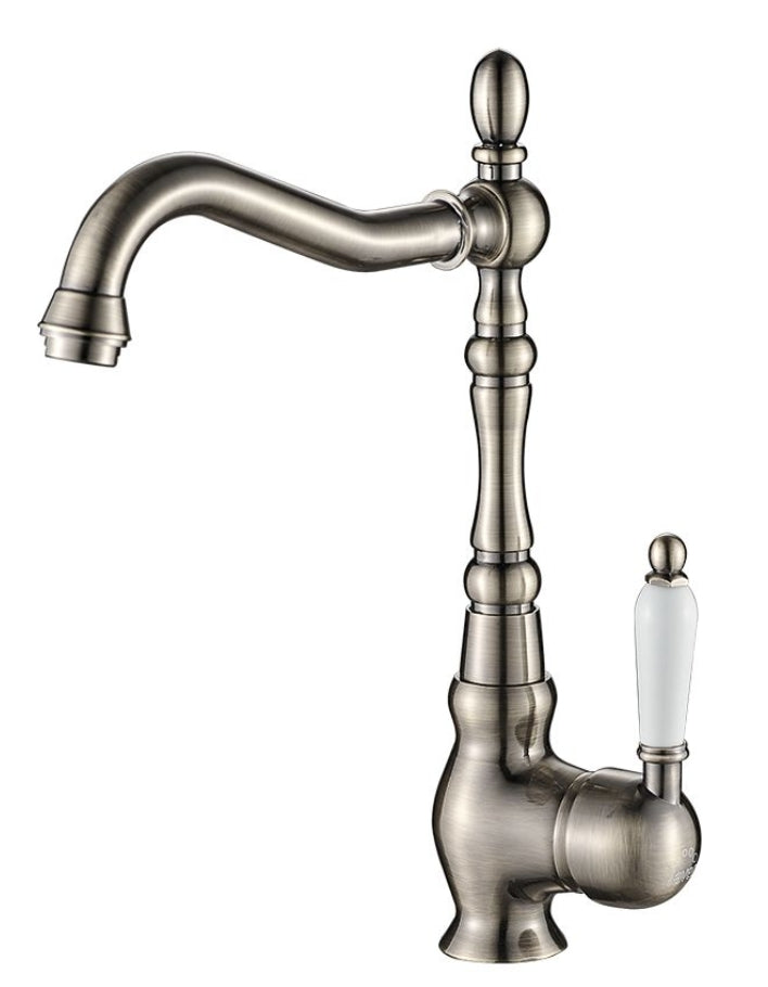 Rubinetto cucina monocomando bronzato con bocca a L girevole – aeratore e design elegante