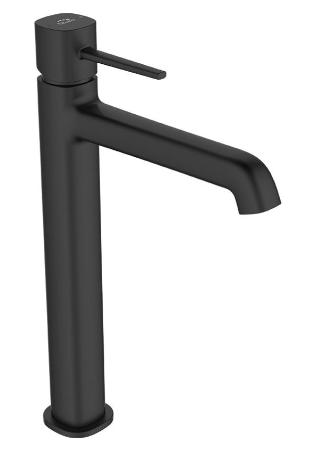 Miscelatore lavabo da appoggio – design elegante con leve sottili, aeratore regolabile e finitura nera opaca