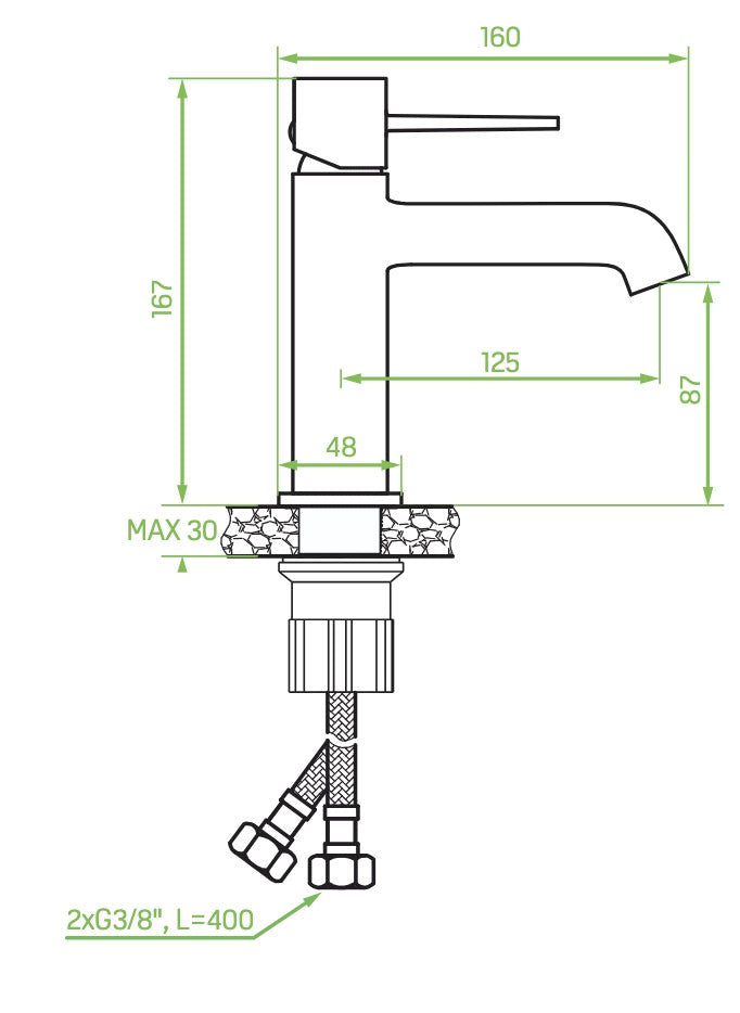 Miscelatore lavabo da appoggio con tappo click-clack – design moderno, finitura oro spazzolato